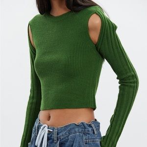 Source Unknown Green Sweater With Cutouts